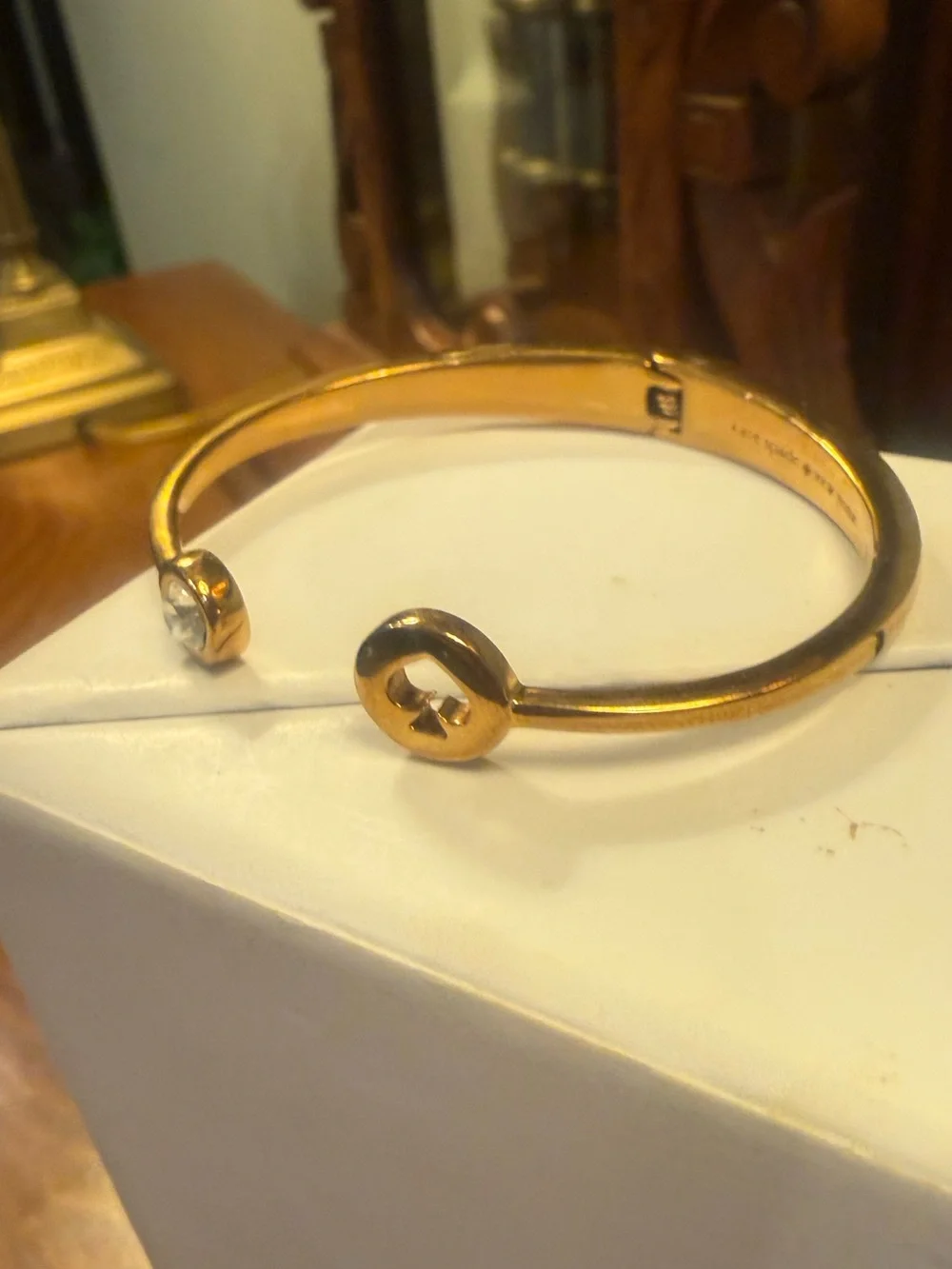 kate spade Spot the Spade Gold Open Spade and Crystal Cuff Hinge Bracelet